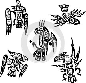 Native indian shoshone tribal drawings. Birds photo