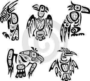 Native indian shoshone tribal drawings. Eagles photo