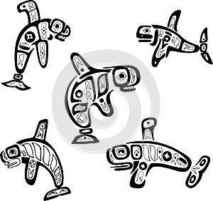 Native indian shoshone tribal drawings. Whales photo