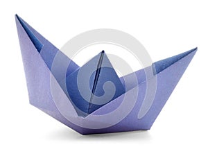 Native paper ship, origami sail boat isolated on white background