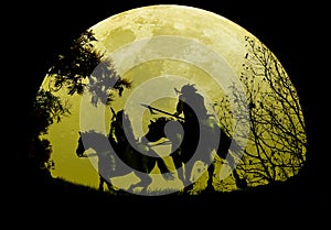 Native Riders Under Moonrise