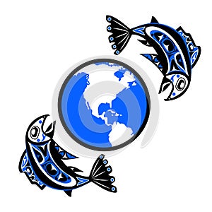 Native salmon Vector