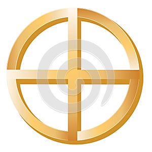 Native Spirituality Symbol, gold, isolated on a white background