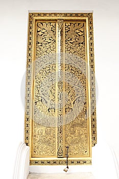 Native Thai Style door with golden pattern