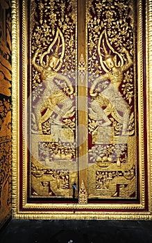 Native Thai style pattern on door temple