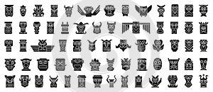 Native totem vector black set icon.Vector illustration animal mask on white background.Isolated set icon native totem.