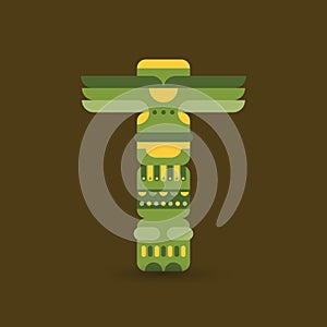 Native traditional totem pole vector illustration