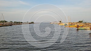 Native village boatyard near sea