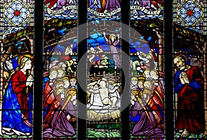 The Nativity : the birth of jesus in stained glass