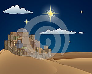 Nativity Christmas Bethlehem Star Cartoon Scene