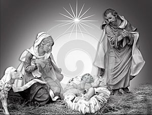 Nativity Christmas black and white