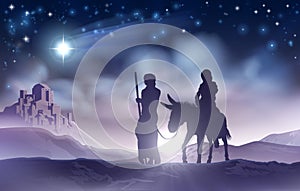 Nativity Christmas Illustration Mary and Joseph