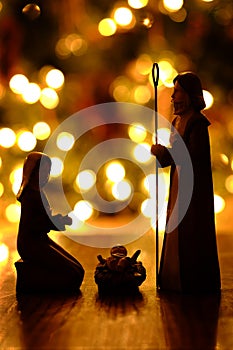 Nativity with Christmas Lights True Meaning of Holiday