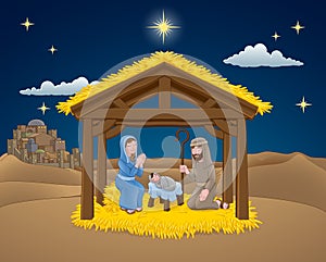 Nativity Christmas Scene Cartoon