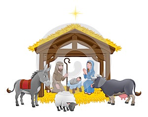 Nativity Christmas Scene Cartoon