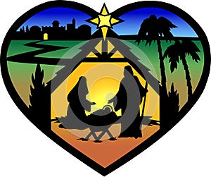 Nativity Heart Silhouette/eps