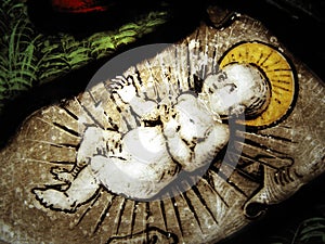 The Nativity medieval stained glass window