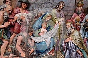 Nativity Scene, altarpiece in the church of St Matthew in Stitar, Croatia photo
