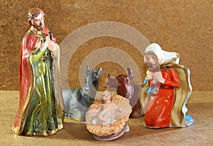 Nativity scene with baby jesus Mother Mary and joseph