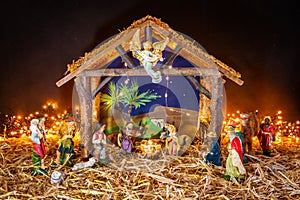 Nativity scene of the birth of Jezus Christ the  saviour in Bethlehem