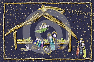 Nativity Scene Cheerful greeting card.