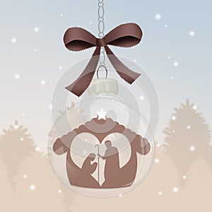 Nativity scene in the Christmas ball