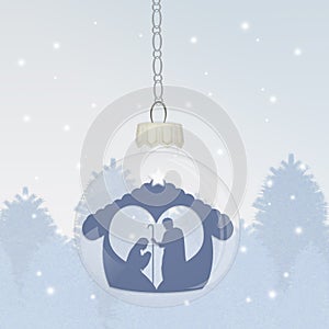 Nativity scene in the Christmas ball