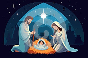 nativity scene on christmas eve AI generated