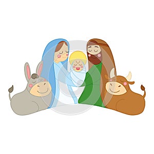 Nativity scene Christmas season Virgin Mary Joseph Baby Jesus Vector