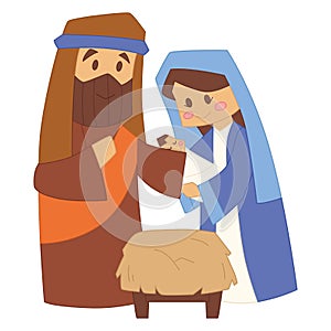 Nativity scene Christmas season Virgin Mary Joseph Baby Jesus Vector