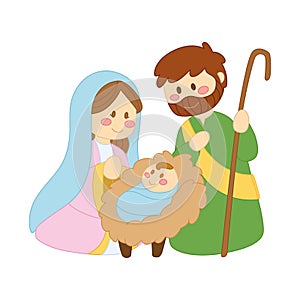 Nativity scene Christmas season Virgin Mary Joseph Baby Jesus Vector