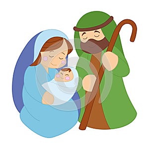 Nativity scene Christmas season Virgin Mary Joseph Baby Jesus Vector