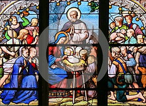 Nativity Scene at Christmas - Stained Glass