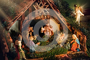 Nativity Scene enhanced with rays of light