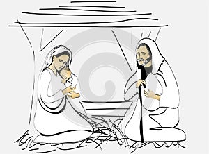 Nativity scene with Holy Family