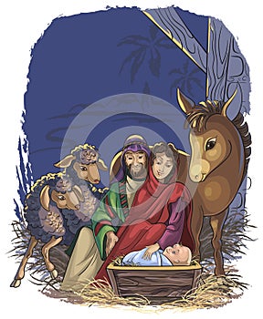 Nativity scene with Holy Family