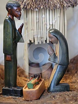 Nativity scene with the holy family from Angola in African style