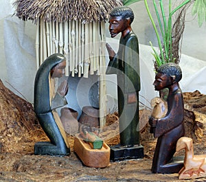 Nativity scene with the holy family from Angola in African style