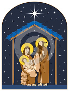 Nativity scene. Holy Family and Christmas star