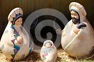 Nativity scene with the holy family in Latin American style