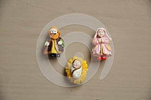 Nativity scene with little hand-colored figures