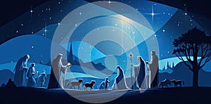 Nativity Scene with Mary Joseph and Jesus - Three wise men and Shepherds