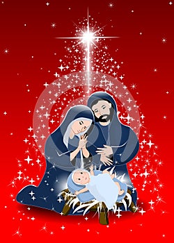 Nativity scene with the shining star in the sky