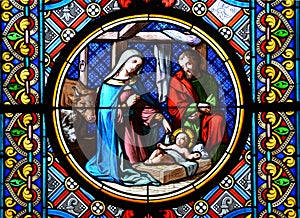 Nativity Scene. Stained glass