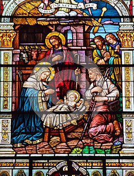 Nativity Scene Stained Glass St Peter Paul Church