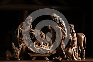 Nativity scene vertep, religious concept, Star of Bethlehem. Birth of the Son of God, Jesus Christ, the Virgin Mary