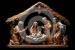 Nativity scene vertep, religious concept, Star of Bethlehem. Birth of the Son of God, Jesus Christ, the Virgin Mary