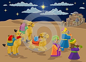 Nativity Scene Wise Men Christmas Cartoon