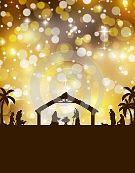 Nativity Silhouette Christmas background abstract