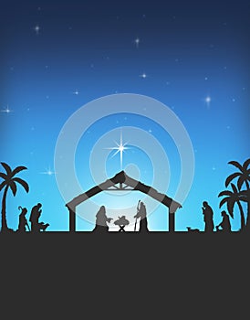 Nativity Silhouette Christmas background abstract